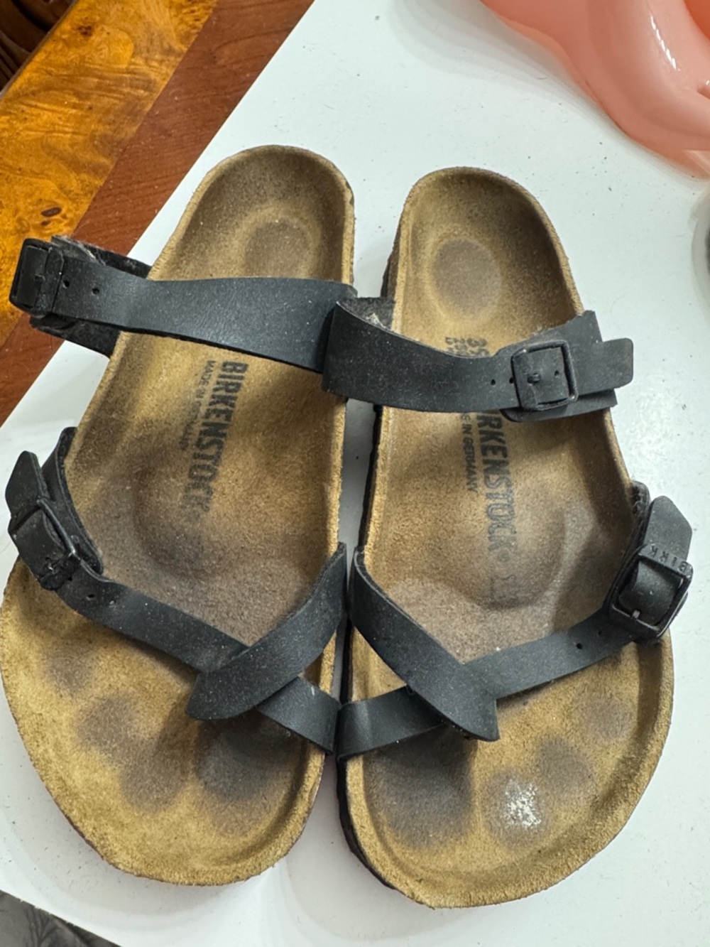 Birkenstock Black Double-Strap Cork Footbed Slipper size 39
